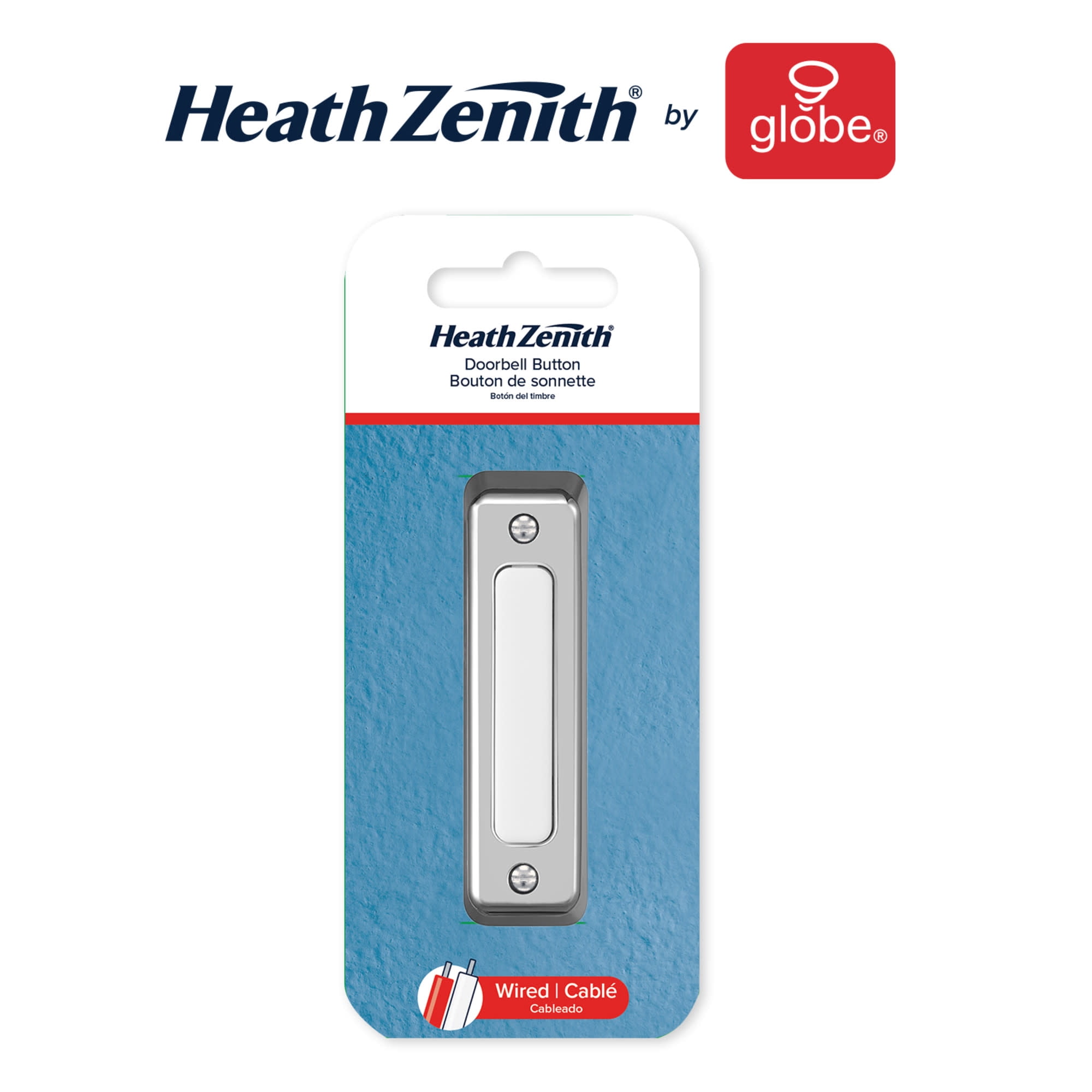 Globe Electric 91009259 Heath Zenith Plastic Wired Push Doorbell Button - Nickel