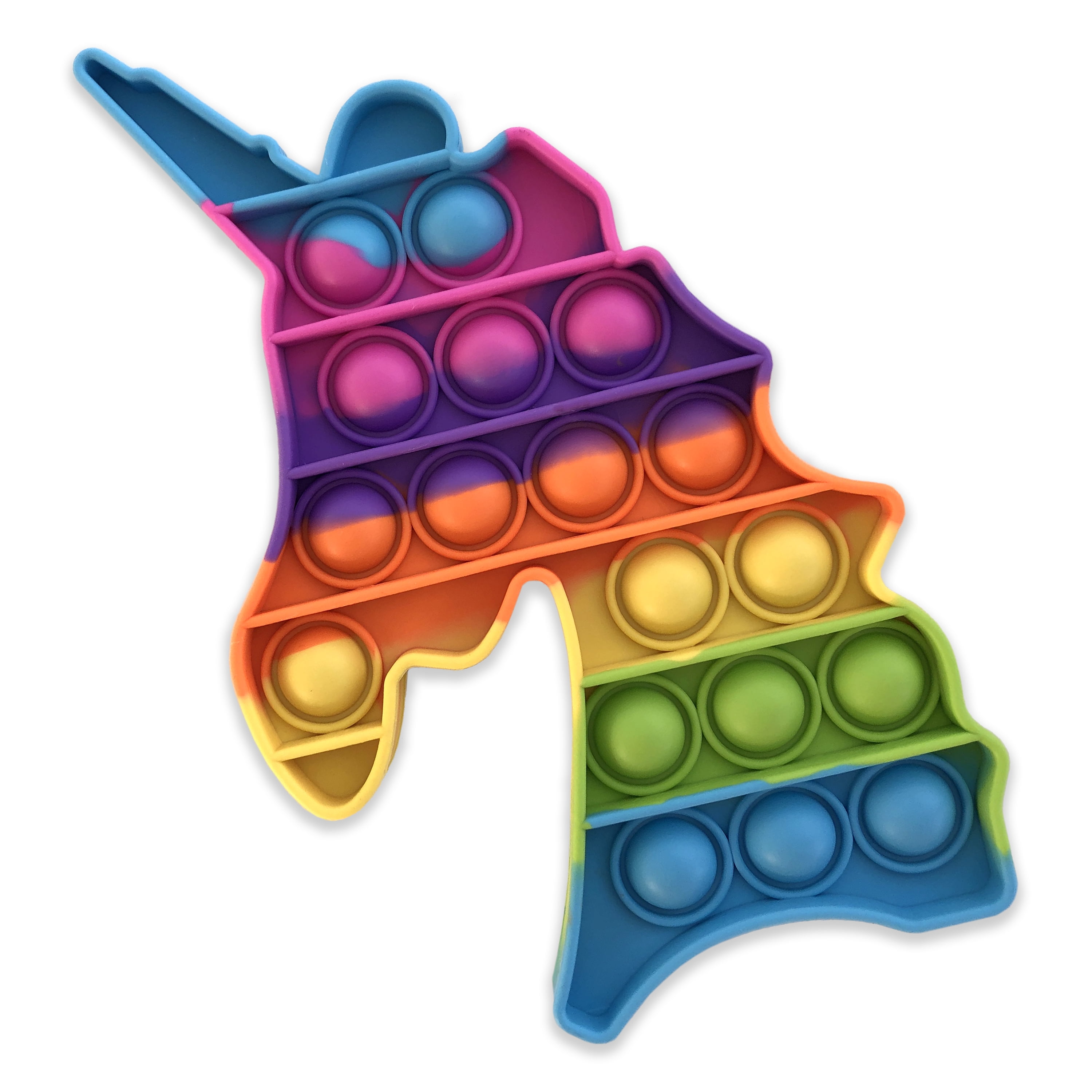 GottaPop 5.5" x 6.5" Pop It Fidget Toy Party Favors, Rainbow Unicorns, 6Pk