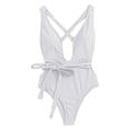 thumbnail image 4 of LUOGENLI Plus Size Swimsuit for Women 1-piece Shorts Women One Shoulder Swimsuit Bikini Swimsuit Irregular Solid Color Monokinis Swimsuit White Size S, 4 of 5