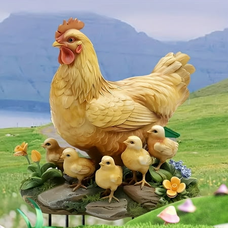 BZPIZ Garden Decorations Clearance Animal Decorative Garden Stakes Realistic Lifelike Hen Garden Poultry Statue Animals Sculpture for Yard Garden Lawn Outdoor Decor Ornaments