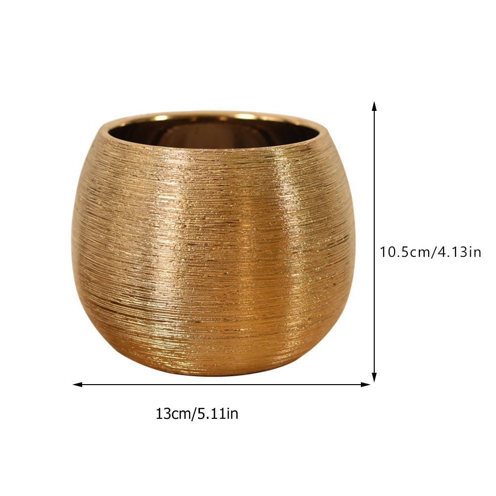 Worgeous Gold-plated Ceramic Flowerpot for Gardening Round Vase Succulent Planter Golden