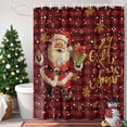 thumbnail image 4 of Cartoon Santa Claus Snowflake Seamless Shower Curtain for Bathroom, Red Black Buffalo Plaid Waterproof Shower Curtains Washable Quick Dry with Hooks Bathtub Curtains 36x72IN, 4 of 9