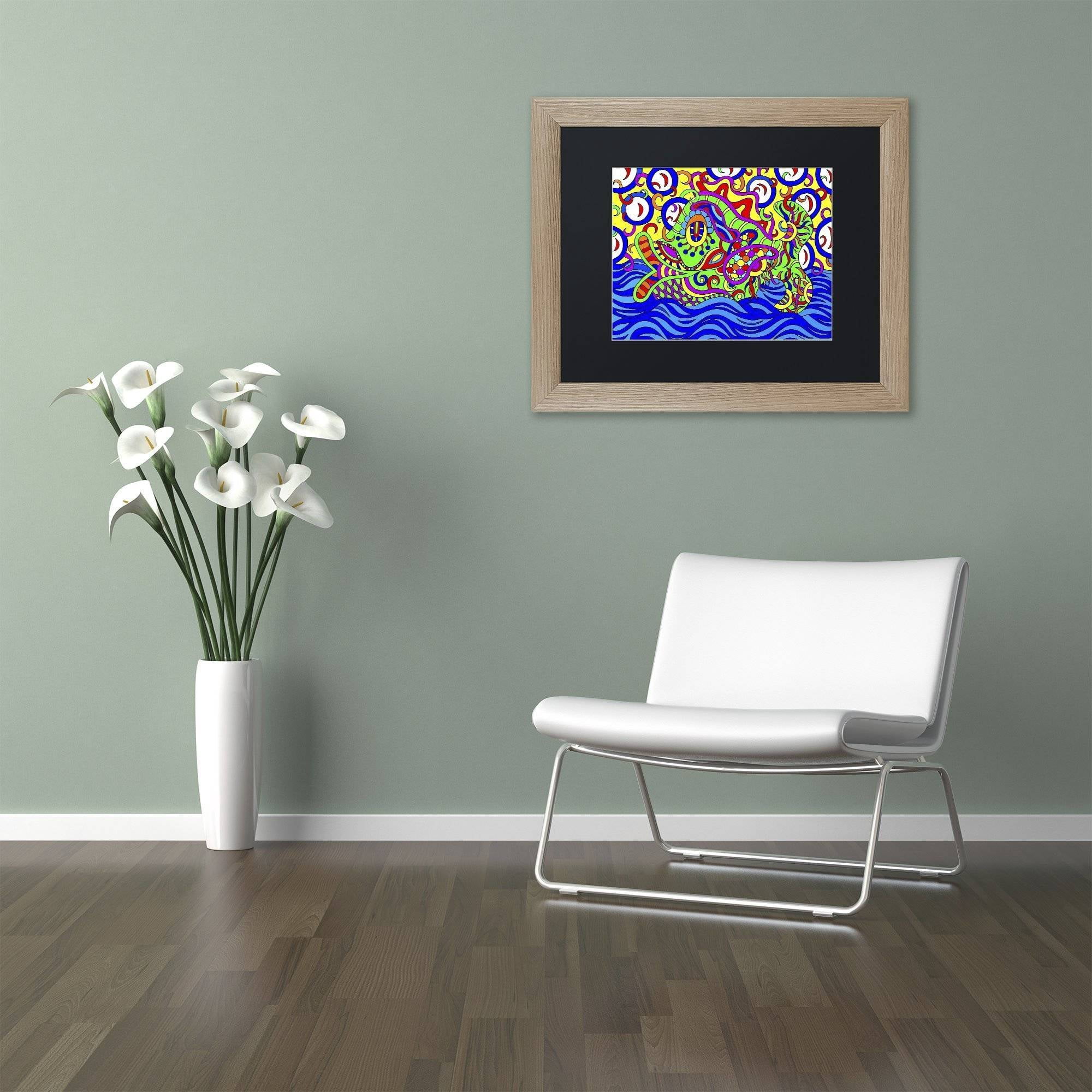 Trademark Fine Art "Freddy the Fish Swimming" Canvas Art by Kathy G. Ahrens, Black Matte, Birch Frame