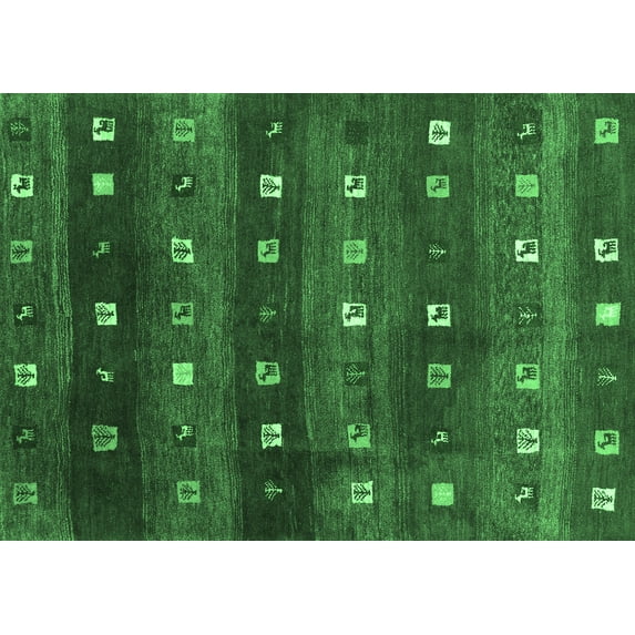Ahgly Company Indoor Rectangle Abstract Emerald Green Contemporary Area Rugs, 7' x 9'