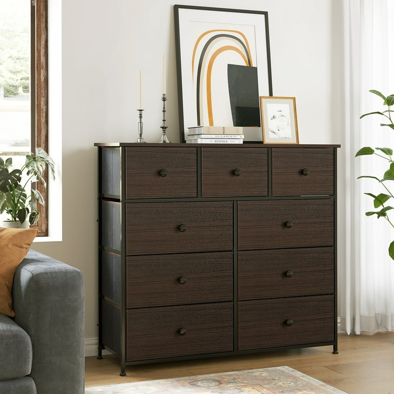 REAHOME Dresser with 9 Drawers Leather Finish Chest of Drawers