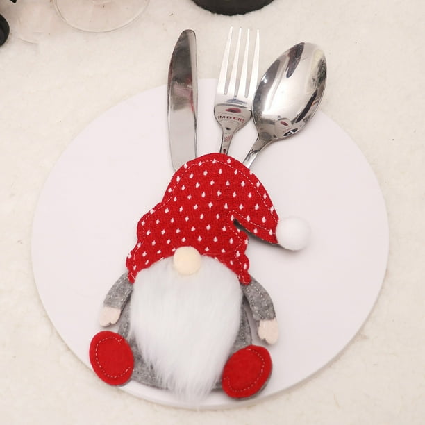 Juego de soporte de vajilla de gnomos sin rostro de Navidad Gnomos de acción de gracias Soporte de cubiertos Bolsas de cubiertos Cubiertos de cuchillos y tenedores de fiesta (3 piezas) ZefeiWu 8390606927637