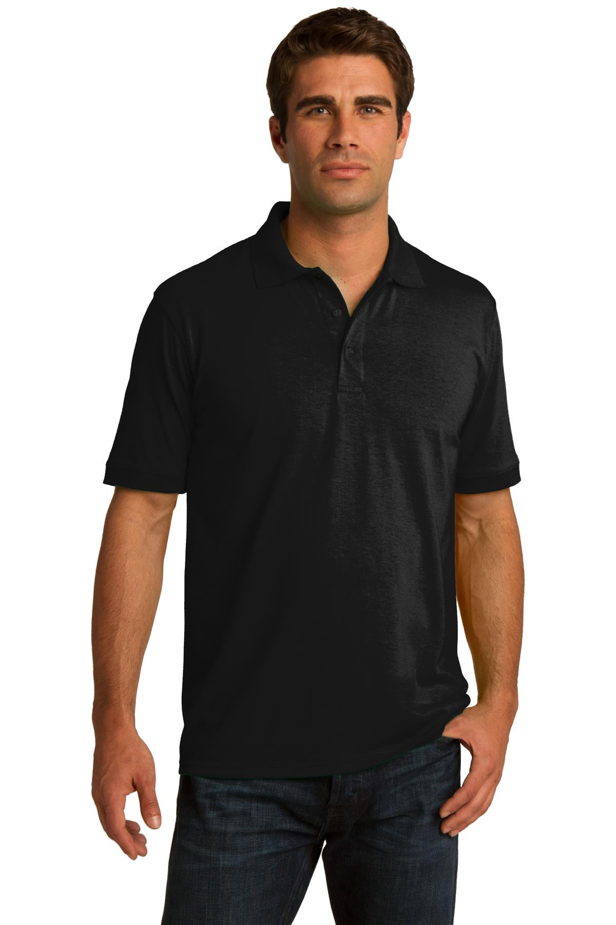 Port /& Company 50//50 Pique Polo Shirt Jet Black
