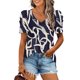 thumbnail image 1 of Fiudx Tops para Mujer Mujer Moda Casual Manga Corta Suelta Camiseta Blusa Tops, 1 of 5