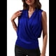 thumbnail image 2 of Blusa Elegante de Satén Cruzada con Cuello en V y Sin Mangas para Mujer Azul XL, 2 of 8