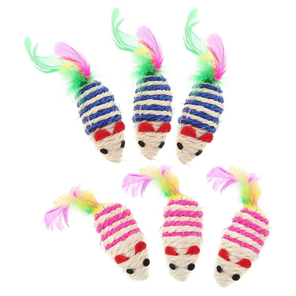 WRITWAA 6-Piece Assorted Color Sisal Cat Chew Toys Mice for Cats, Interactive Pet Toys for Fun and Entertainment