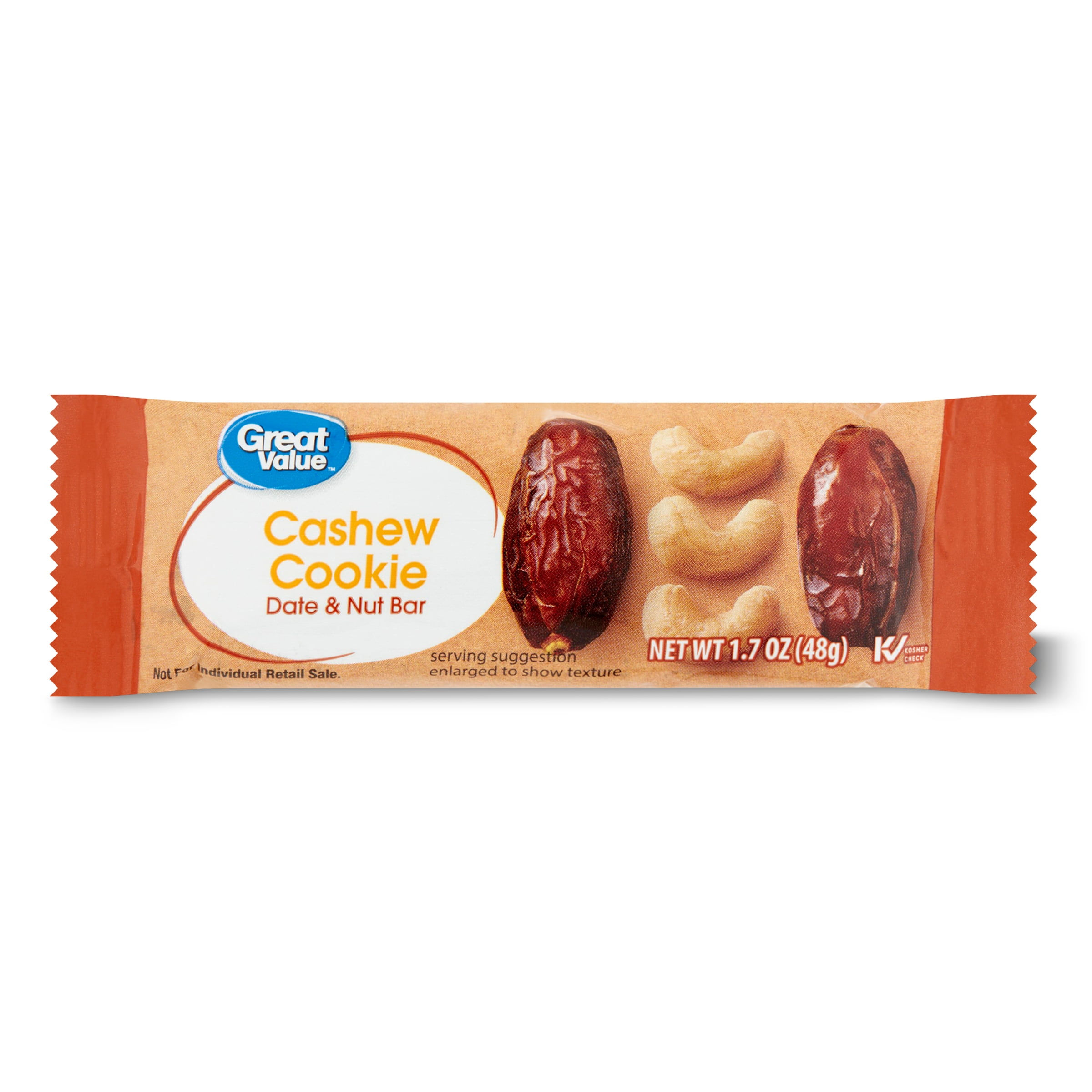 Great Value Cashew Cookie Date & Nut Bars, 8.5 oz, 5 Count