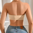 thumbnail image 4 of ZJXFGS Strapless Bras For Women Push Up Comfortable Top BraletteFront Closure Non-Slip Padded Bandeau Bras Seamless Wireless Strapless Bra Beige L, 4 of 9