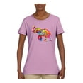 thumbnail image 2 of Colorful Walking Good Luck Elephant Animal Lover Womens Graphic T-Shirt, Light Pink, 2XL, 2 of 3