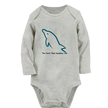 

iDzn The Force That Awakens You Funny Rompers Newborn Baby Unisex Bodysuits Infant Animal Dolphin Graphic Jumpsuits Toddler Kids Long Sleeve Oufits (Gray 0-6 Months)