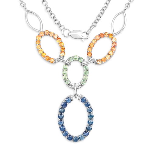 4.16 ct. Genuine Multi Sapphire Sterling Silver Necklace by DAZYLE