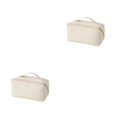 thumbnail image 2 of Ounissouiy Bolsa de almacenamiento de cosméticos Bolsa de artículos de tocador de cuero de PU Bolsillo de maquillaje portátil Blanco 2Conjunto, 2 of 6