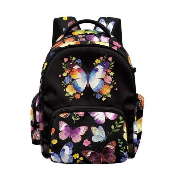 Whosucclay UK Butterfly Kids School Bag with Multi Pocket Design Lightweight Adjustable Straps Rucksack, Large Capacity 17 Inch Backpack for Travel