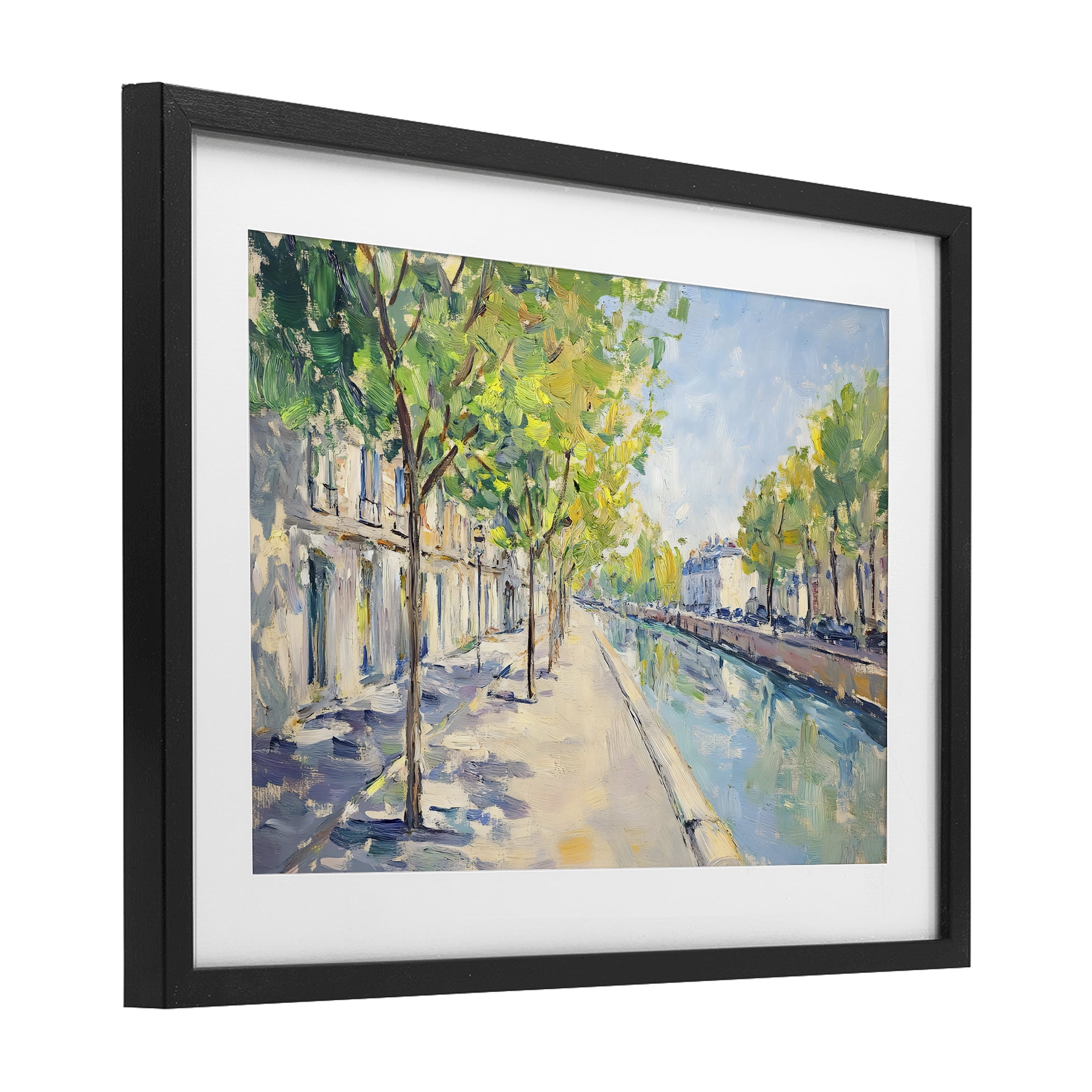 Stupell Industries Montrouge Canal Promenade Black Framed Print Under Glass, design by Creative Studio