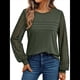 thumbnail image 3 of Camisas de Larga para Mujer, Blusas Elegantes e Informales de Encaje, Conjuntos de Otoño 2025, Camisetas y Ropa de Trabajo. Verde L, 3 of 8