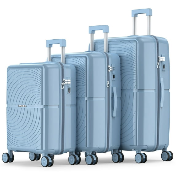 Nazhura Hard Shell Luggage Set, 3-Piece Hardside Suitcase Set, 20-inch, 22-inch, 28-inch Luggage , Carry on Luggage Set, Travel Luggage Set, Large Suitcase with Wheels, Light Blue