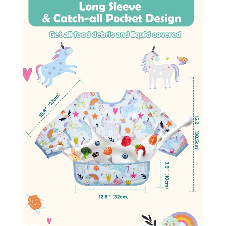 Lictin Baby Long Sleeve Bibs, 5-Pack Waterproof photo 6