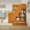 thumbnail image 4 of Dover Twin over Full Wood Staircase Bunk Bed w/ Drawer & Trundle in Light Toffee, 4 of 10