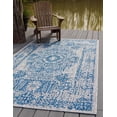thumbnail image 1 of Unique Loom Traditional Collection Distressed Vintage Medallion Transitional Indoor and Outdoor Flatweave Area Rug, 9 x 12 Feet, Blue/Ivory, 1 of 1