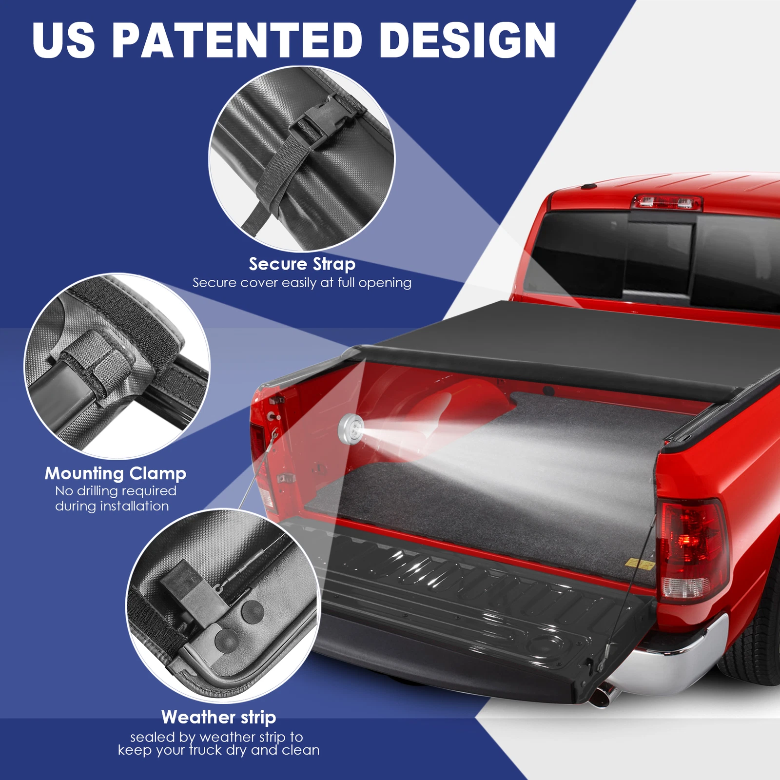 MOSTPLUS 8FT Roll Up Long Bed Truck Bed Tonneau Cover for 2002-2026 Ram 1500 2500 3500