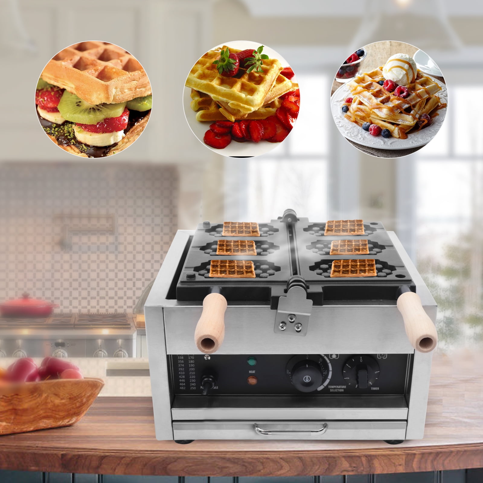 Electric Waffle Maker, Mini-Honeycomb Double Sided Heated Waffle Maker, Electric Waffle Making Machine, Non-stick French Muffin 3pcs Waffle Irons