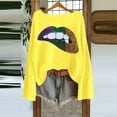 thumbnail image 2 of IWRICH Mardi Gras Shirts for Women Long Sleeve Crew Neck Lips Printed Sweatshirts Carnival Tops Spring Fashion Clothes Yellow XL, 2 of 3