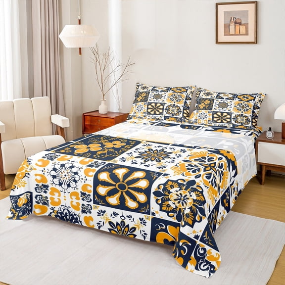 Castle Fairy Vintage Floral Damask Twin Sheet Sets,Colorful Traditional Flower Bedding