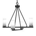 thumbnail image 1 of Trinity 4 Light Chandelier Shown In Matte Black Finish With 2.5 White Marble Glass, 1 of 1