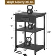 thumbnail image 3 of End Table with Charging Station Set of 2, 3 Tier Side Tables for Living Room Bedroom Office Small Space, Nightstand with Outlets & USB Ports, Bedside Table Sofa Table with Storage Shelves,Black, 3 of 7