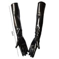 thumbnail image 5 of dianhelloya Nightclub Gloves Soft Paint Finish Long Full Fingers Over Elbow Decorative Patent Leather Punk Style Women Club Gloves for Party 1 Pair Black, 5 of 7