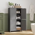 thumbnail image 2 of Bathroom Storage Floor Cabinet Organizer with Adjustable Shelf 4 Magnetic Doors 43" Wooden Pantry Cabinet Freestanding for Kitchen Living Room Small Spaces,Gray, 2 of 8