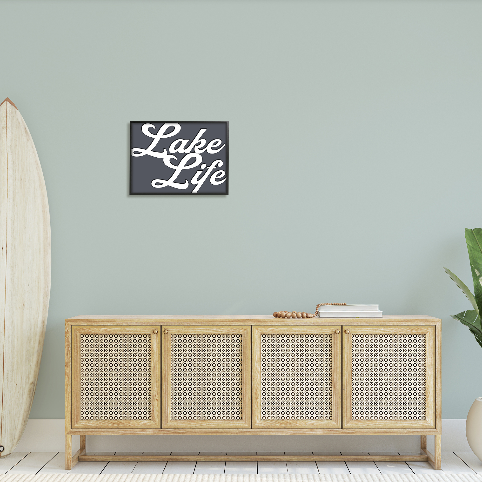 Stupell Lake Life Nautical Phrase Landscape Painting Black Framed Art Print Wall Art