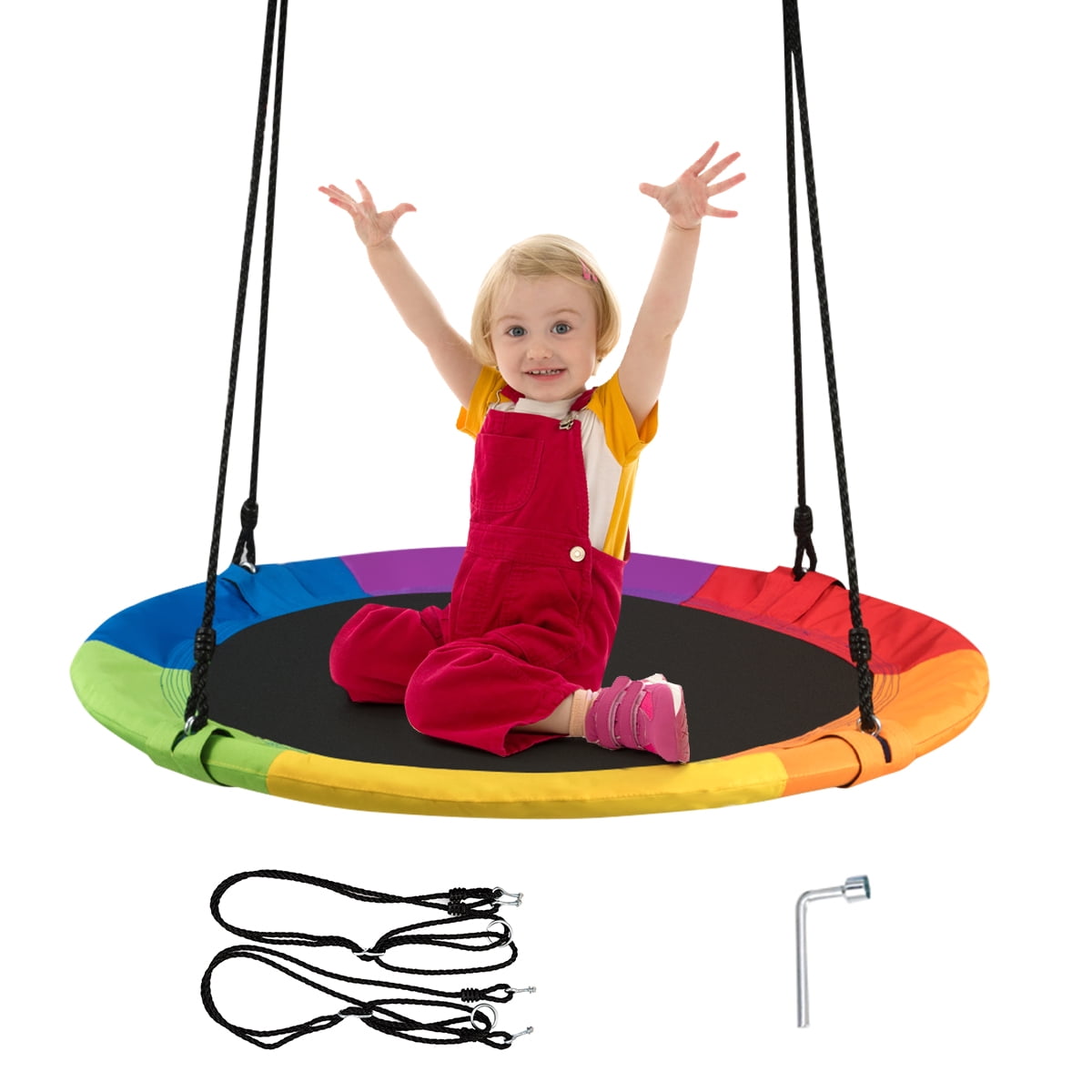 40" Kids Adults Indoor/ Garden Tree Swing Round Saucer Swing Seat Outdoor Toy 