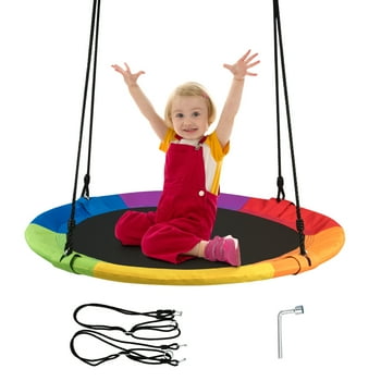 Costway Goplus 40'' Flying Saucer Tree Swing Indoor Outdoor Play Set Swing for Kids colorful