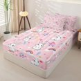 thumbnail image 2 of Erosebridal Kawaii Bunny Floral Zipper Queen Comforter Set with Fitted Sheet and 2 Pillowcases,White Rabbit Rainbow Flower Heart Zipper Bedding Set For Girls,Pink Reversible,4pcs, 2 of 7