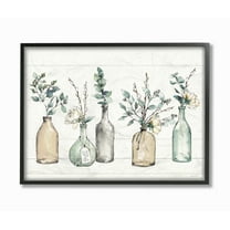 Stupell Industries Bottles And Plants Farm Wood Textured Design Framed Wall Art by Anne Tavoletti