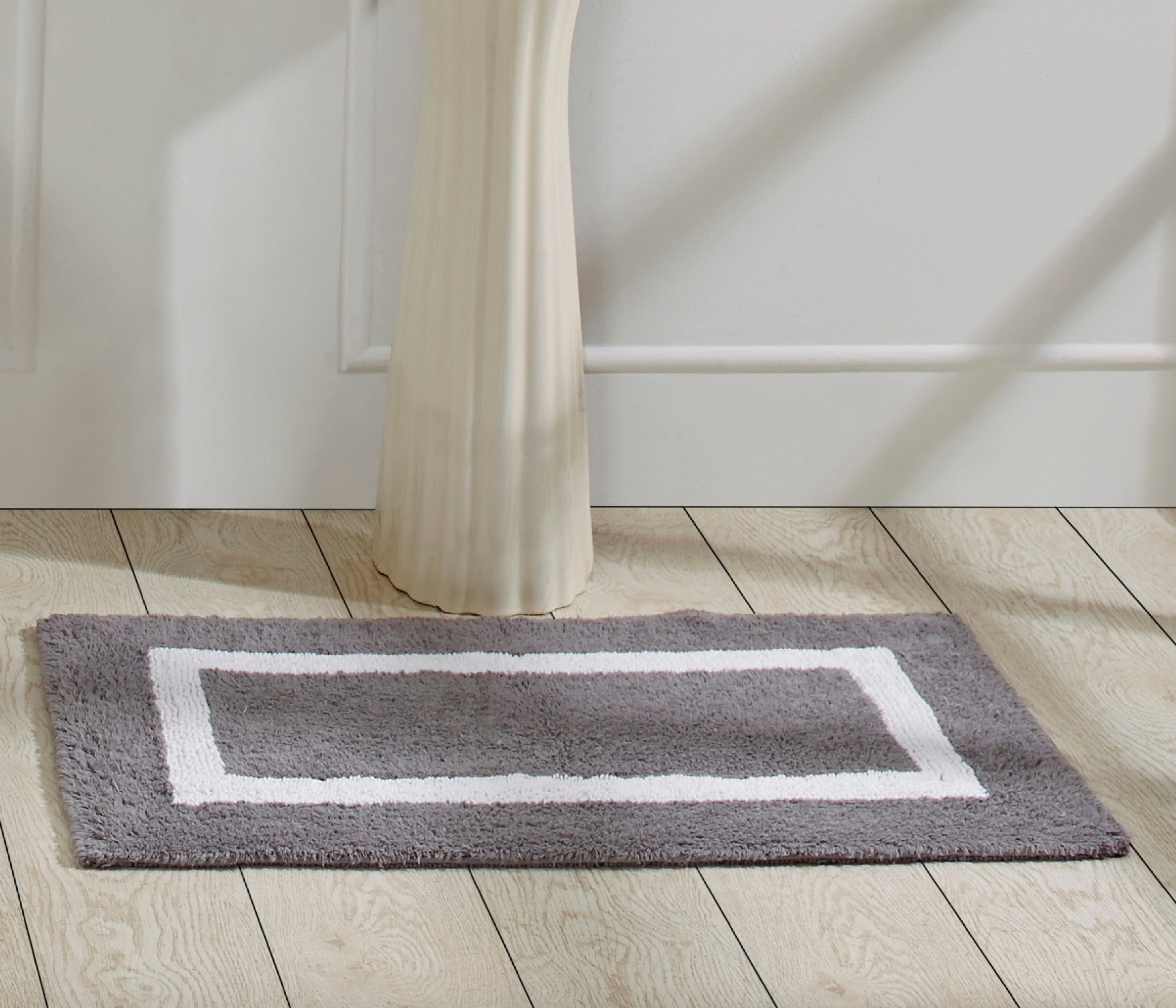 Better Trends Hotel Collection Bath Rug 21" X 34" Grey & White