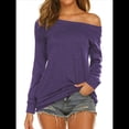 thumbnail image 2 of Blusa de Larga con Cuello y Hombros Descubiertos para Mujer Púrpura S, 2 of 7