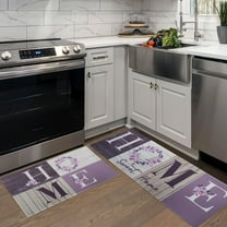 Kitchen Mats for Floor, Kitchen Rugs Set of 2 Carpet Area Runner Rug, Rustic Farmhouse Floral Home Kitchen Decor and Accessories Stuff, 17x30 and 17x47 Inch (Lavender Purple)