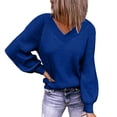 thumbnail image 2 of Vedolay Sweater for Women 2023 Long Sleeve Crop Tops Turtleneck Knitted Pullover Tops Blue,L, 2 of 4