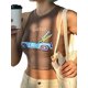 thumbnail image 2 of Lucakuins Mujeres Casual Crop Tops, Cartoon Car Letter Impreso Slim Fit Sin Mangas Chaleco Acanalado, 2 of 5