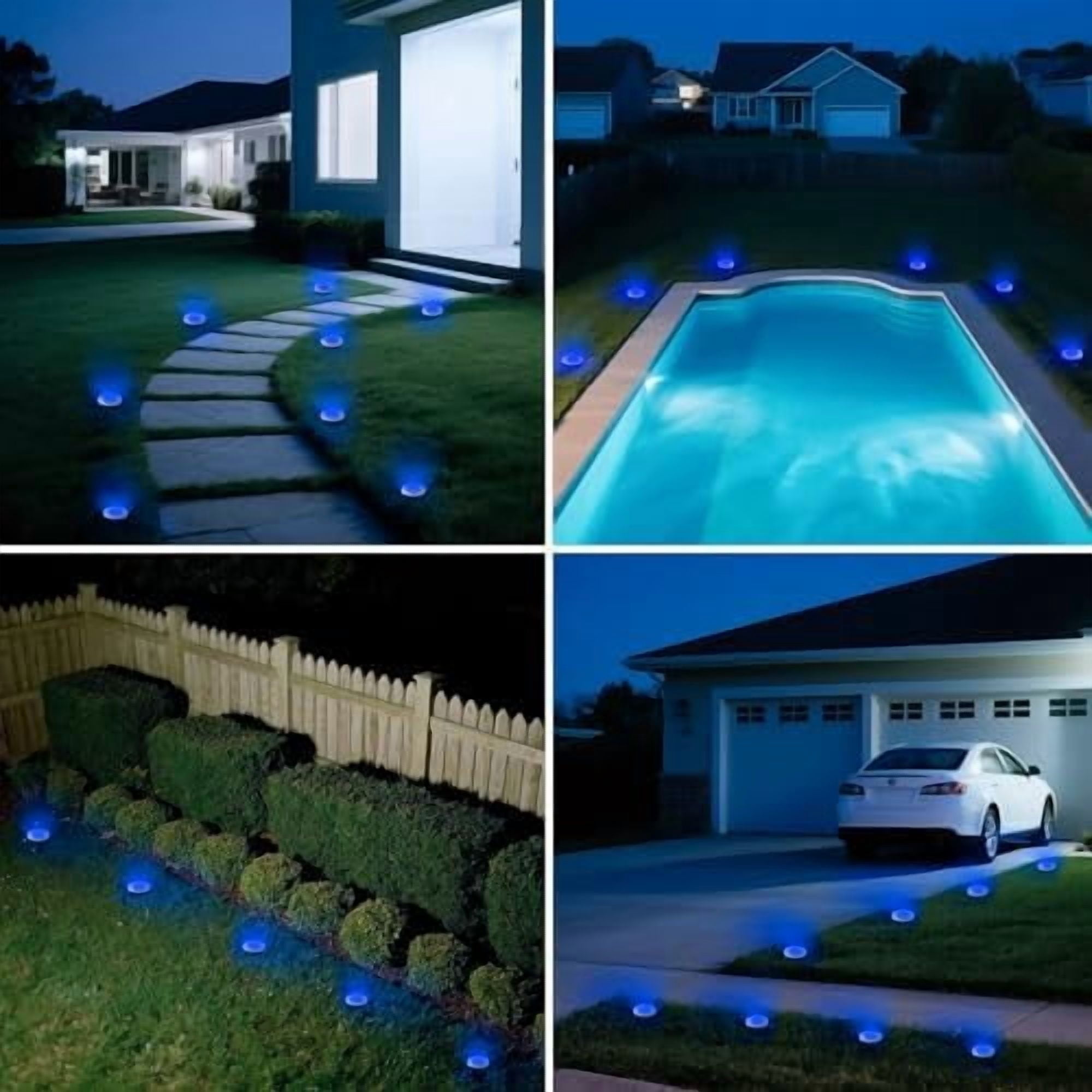 Vighep Mini Solar Ground Lights, 12 Pack (Blue), Driveway Solar Lights Outdoor Waterproof, Outdoor Underground Lights