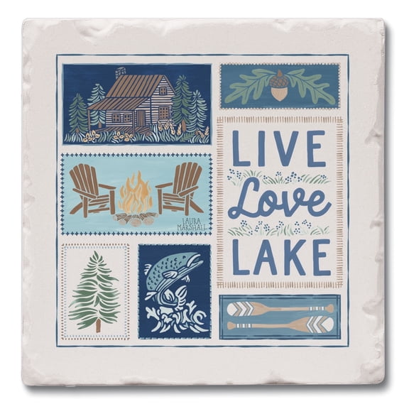 Thirstystone Live Love Lake Single Tumbled Tile Stone Coaster Create Your Own Set