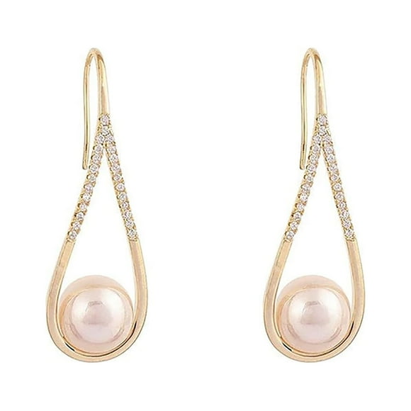 EGNMCR Earrings for Women Golden Pearl Drop Earrings Female Jewelry Lady Temperament Elegant Party Earrings Pearl earrings