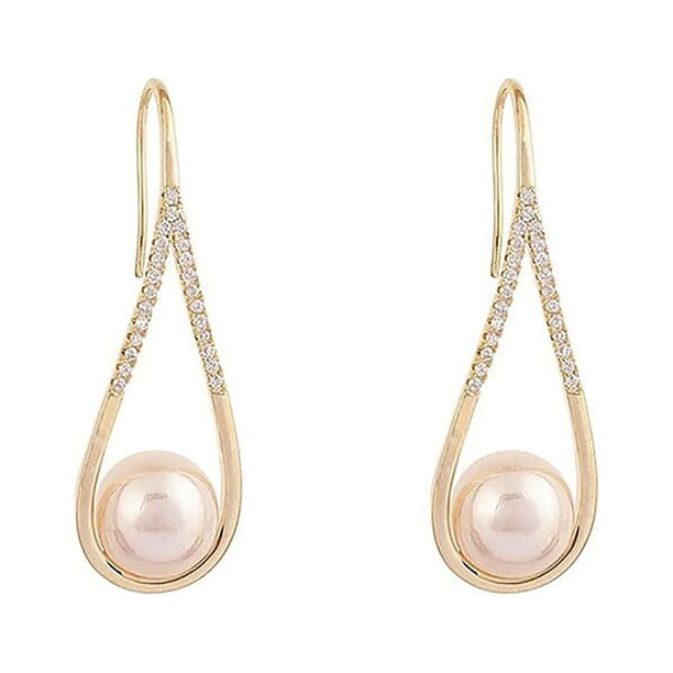 Xihbxyly Pendientes de Perla Dorada, Elegante Diseño de Gota para Orejas Sensibles, Joyería Hecha a Mano Única, Regalo Perfecto para Ocasiones Especiales, Accesorio de Moda para Mujer, Felicitaciones