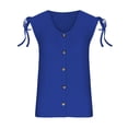 thumbnail image 5 of ITSAME Womens Plus Size Tank Tops, Buttons Scoop Neck Hollow Out Casual Cami Blouse Blue M, 5 of 6